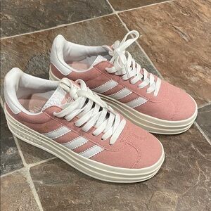 Adidas Women's Rose and White Platform Sneakers